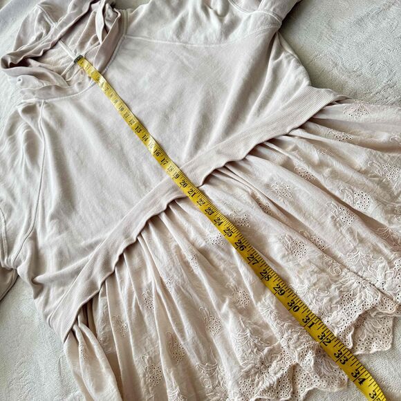 Free People Sweet Streets Hoodie Large L Oversized Long Sleeve Pink Beige - Picture 12 of 14